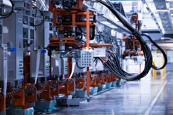 Close-up of the case foaming machine in the factory